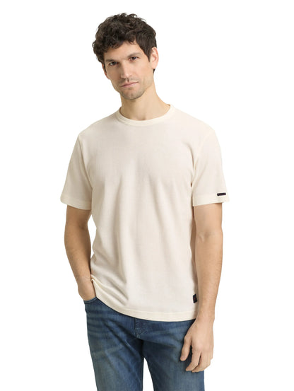 Tom Tailor Gardenia White Men T-Shirt with Waffle Texture SKU: 1050142_10348 Image 04