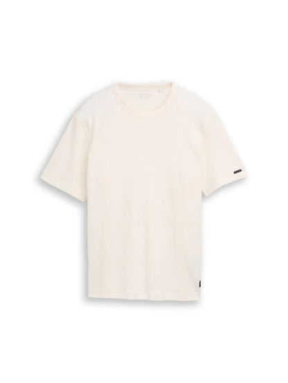 Tom Tailor Gardenia White Men T-Shirt with Waffle Texture SKU: 1050142_10348 Image 06