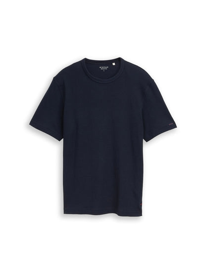 Tom Tailor Sky Captain Blue Men T-Shirt with Waffle Texture SKU: 1050142_10668 Image 06