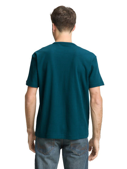 Tom Tailor Deep Meadow Green Men T-Shirt with Waffle Texture SKU: 1050148_12818 Image 02