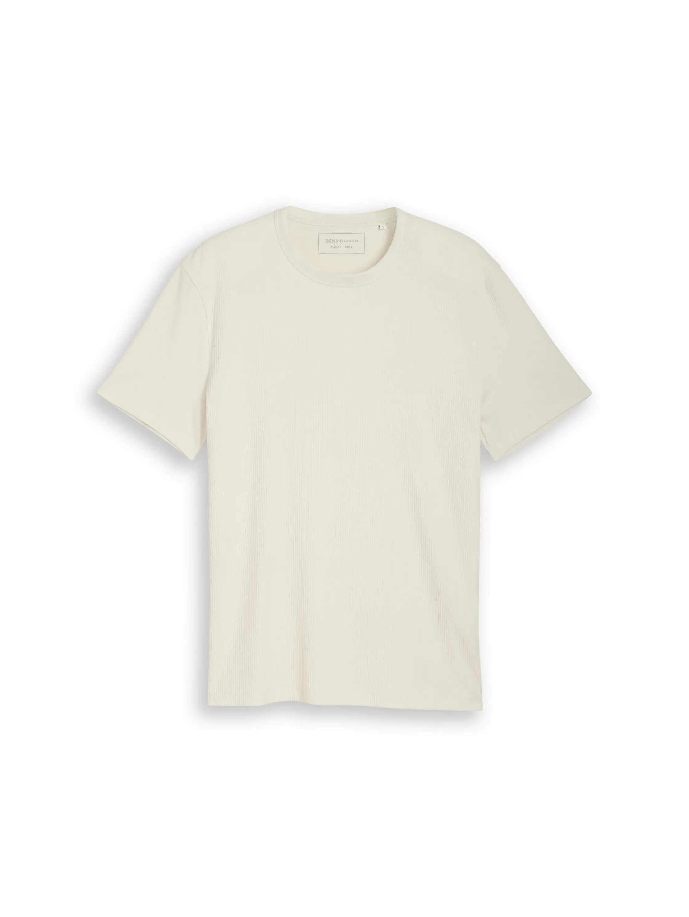 Denim Tom Tailor Greyish White Men Ribbed T-Shirt SKU: 1050266_32257 Image 01