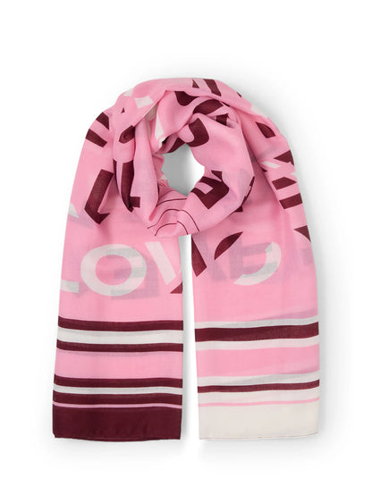 Denim Tom Tailor Red Pink Heart Design Women Scarf with Lettering SKU: 1050389_39889 Image 03