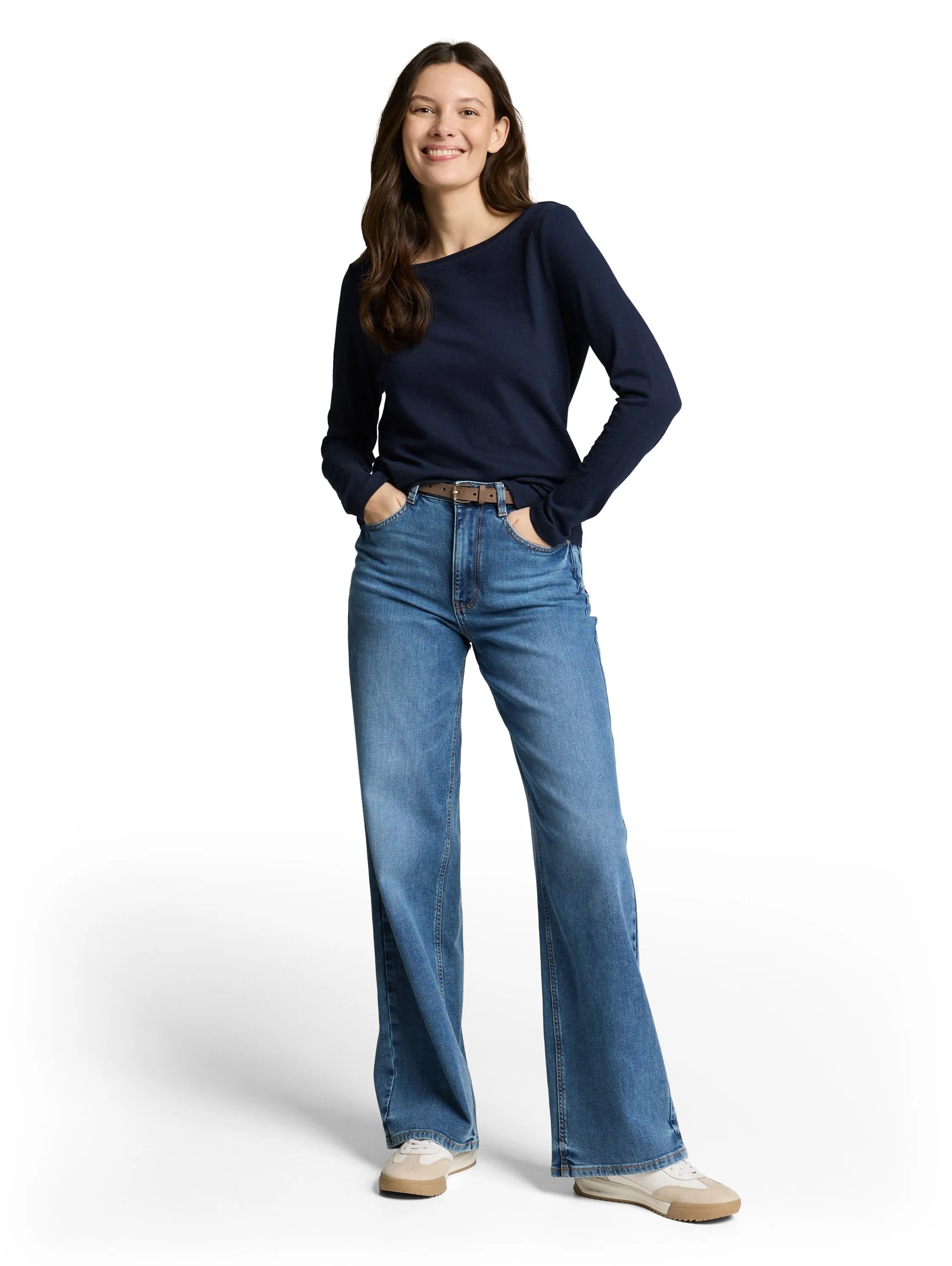 Tom Tailor Sky Captain Blue Women Basic Long-Sleeved Cotton Shirt SKU: 1050419_10668 Image 01