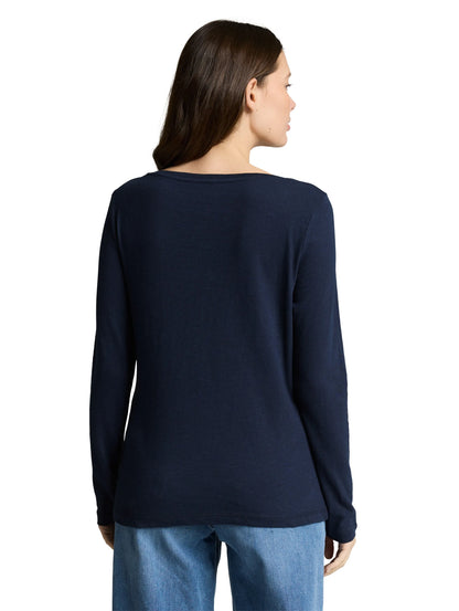 Tom Tailor Sky Captain Blue Women Basic Long-Sleeved Cotton Shirt SKU: 1050419_10668 Image 02