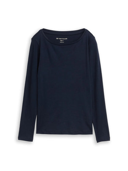 Tom Tailor Sky Captain Blue Women Basic Long-Sleeved Cotton Shirt SKU: 1050419_10668 Image 06