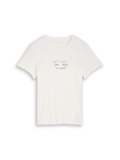 Tom Tailor Whisper White Women T-Shirt with Logo Print SKU: 1050428_10315 Image 06