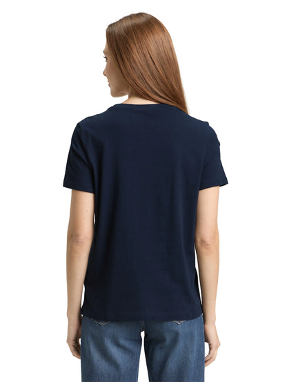 Tom Tailor Sky Captain Blue Women T-Shirt with Logo Print SKU: 1050428_10668 Image 02