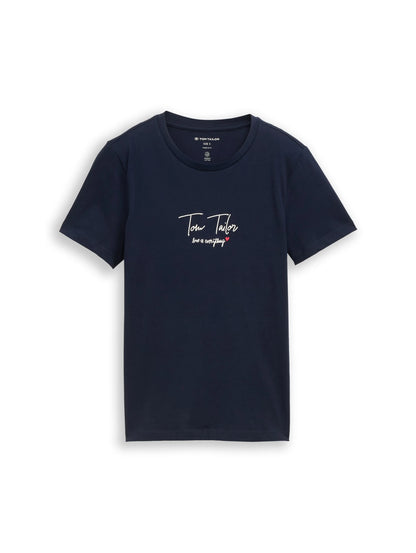 Tom Tailor Sky Captain Blue Women T-Shirt with Logo Print SKU: 1050428_10668 Image 06