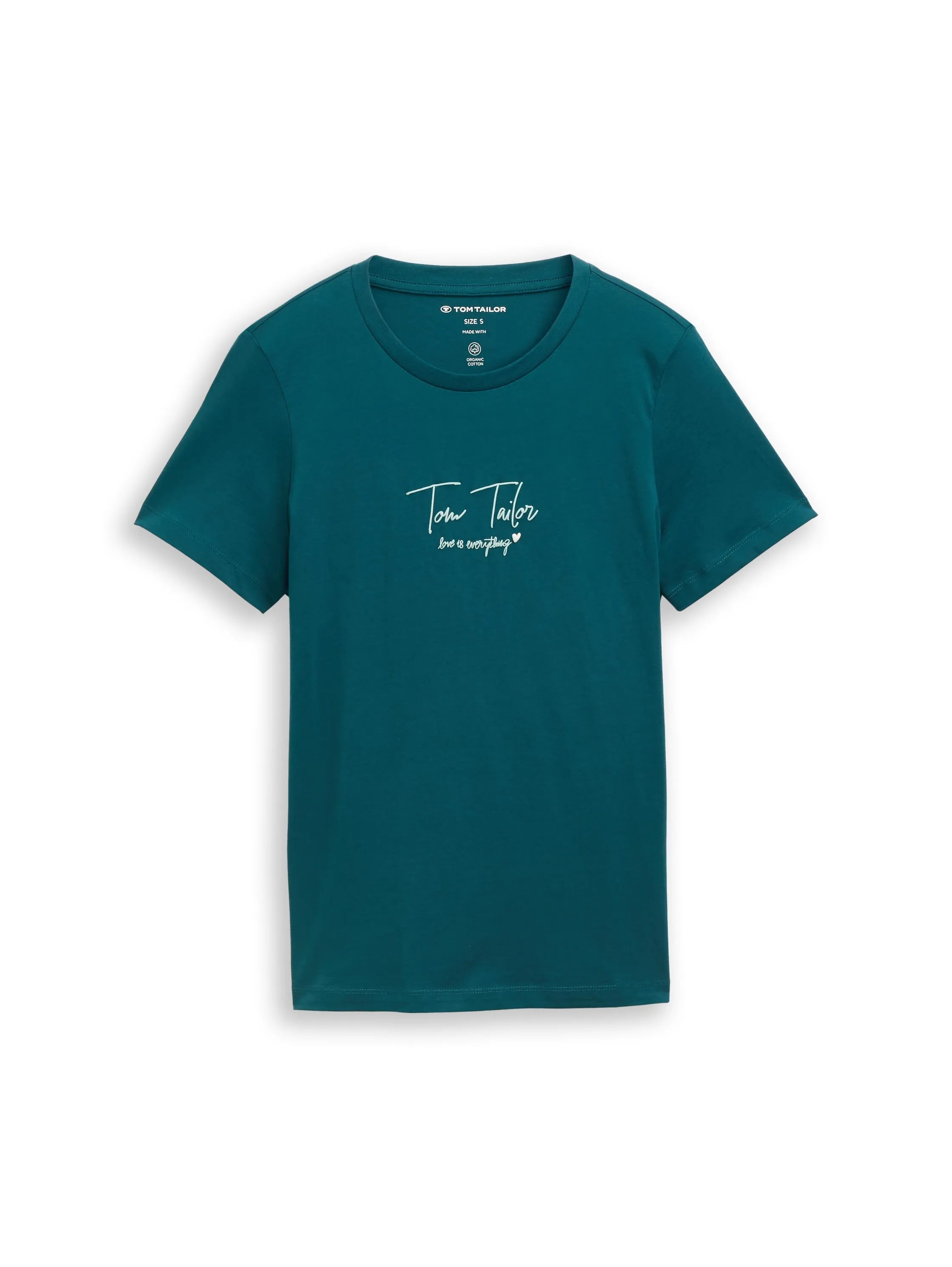 Tom Tailor Deep Meadow Green Women T-Shirt with Logo Print SKU: 1050428_12818 Image 06