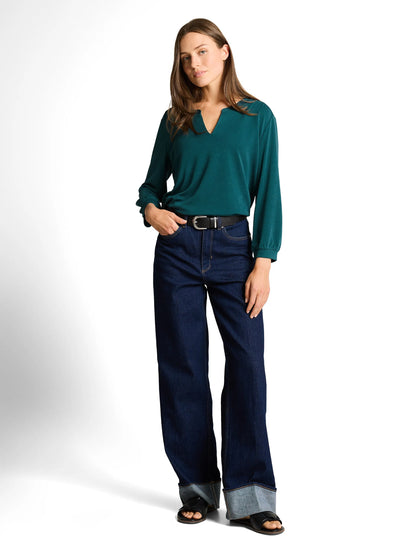 Tom Tailor Deep Meadow Green Women Long-Sleeved Shirt with Ruffles SKU: 1050430_12818 Image 01