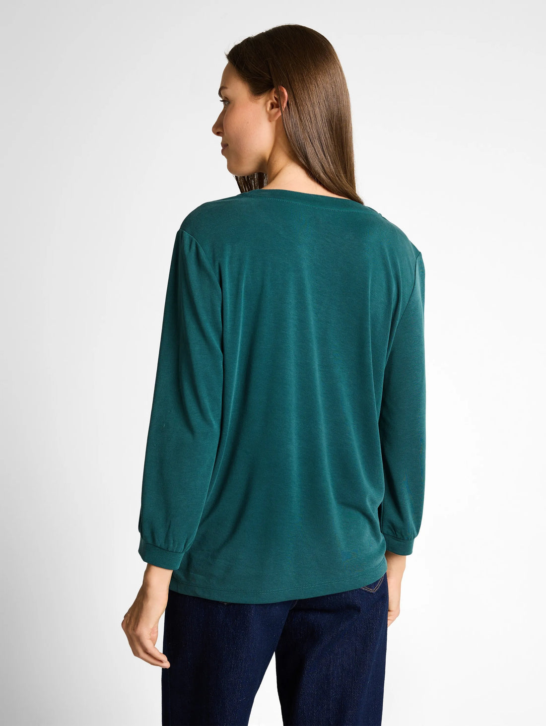 Tom Tailor Deep Meadow Green Women Long-Sleeved Shirt with Ruffles SKU: 1050430_12818 Image 02