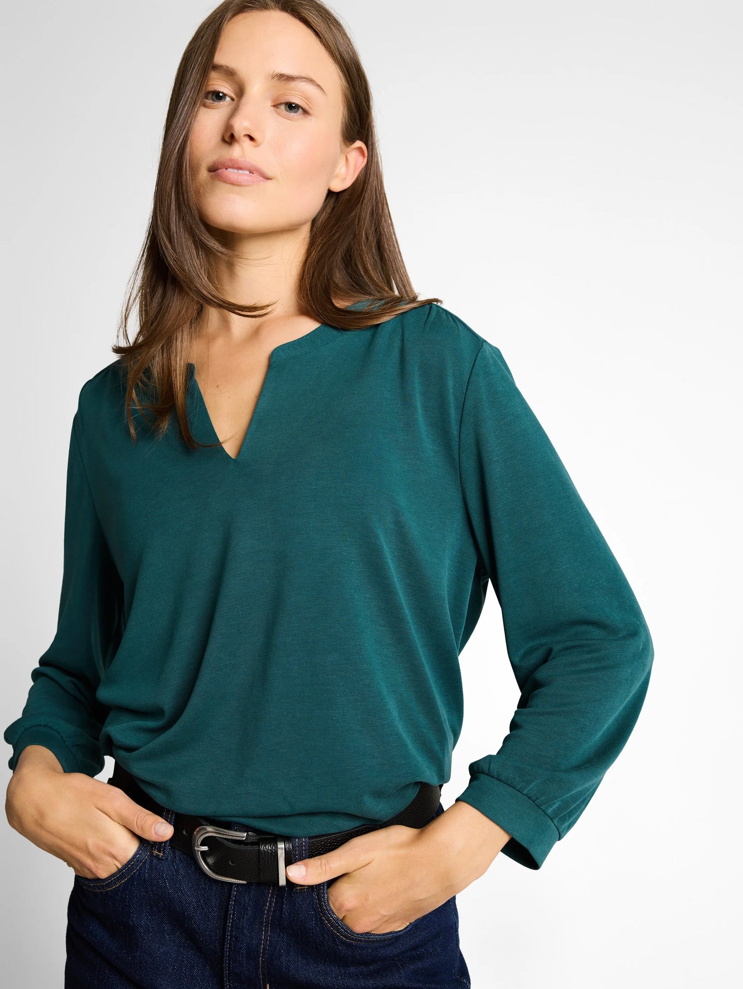 Tom Tailor Deep Meadow Green Women Long-Sleeved Shirt with Ruffles SKU: 1050430_12818 Image 04