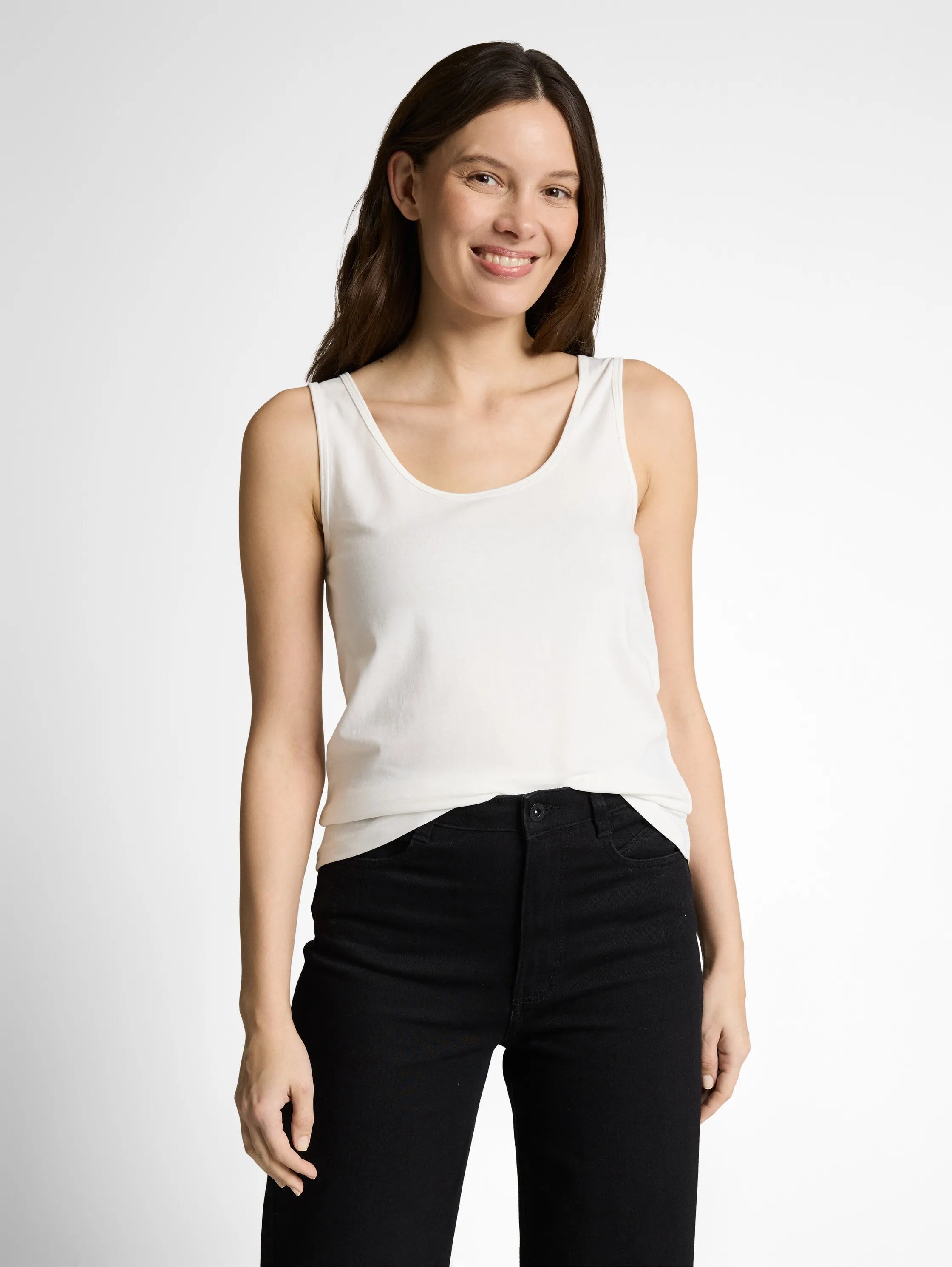 Tom Tailor Whisper White Women Slim-Fit Top with a Round Neckline SKU: 1050431_10315 Image 05