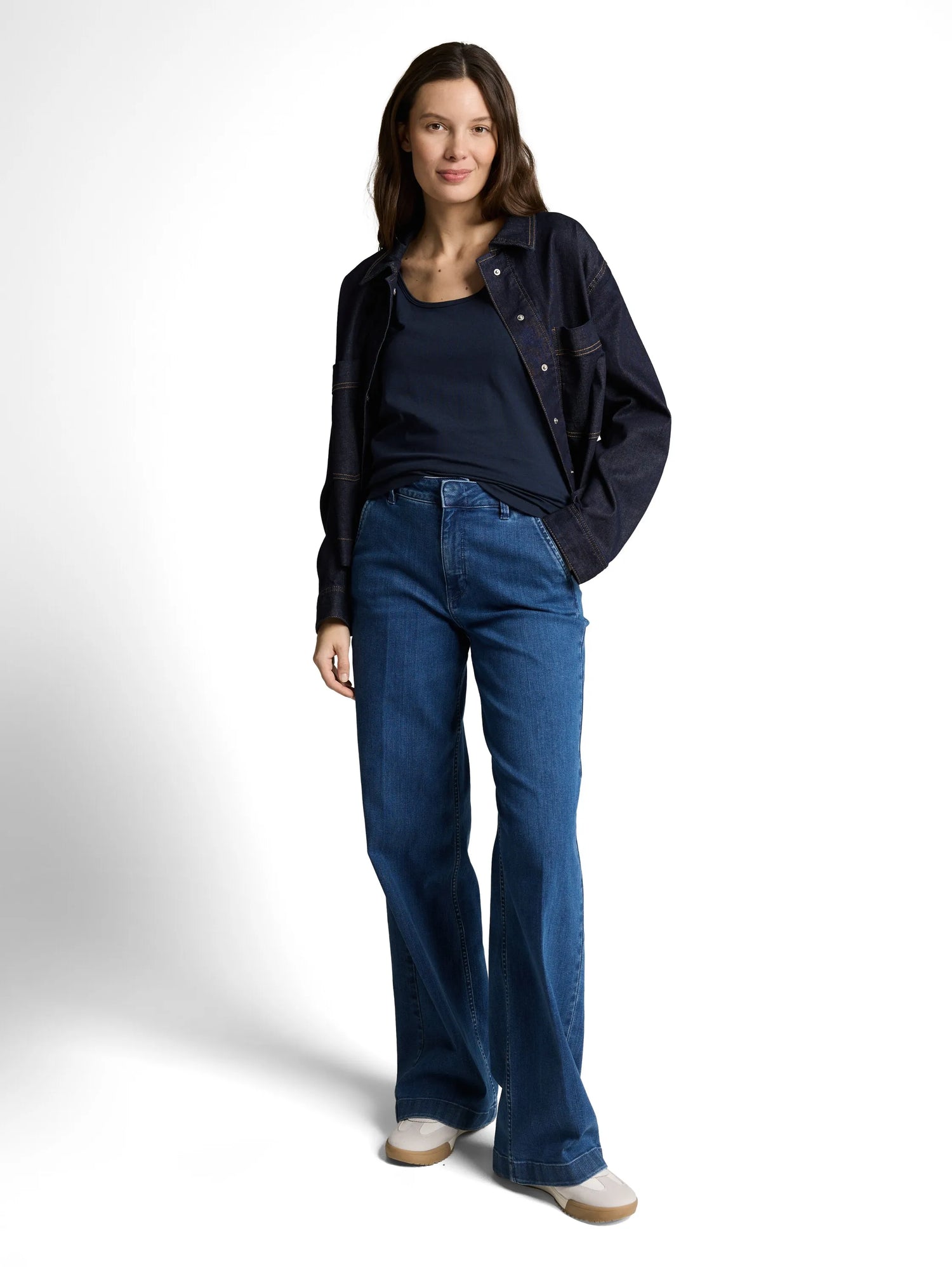 Tom Tailor Sky Captain Blue Women Slim-Fit Top with a Round Neckline SKU: 1050431_10668 Image 01
