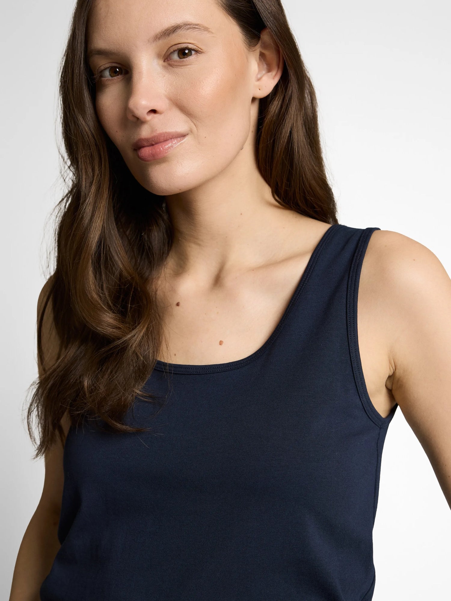 Tom Tailor Sky Captain Blue Women Slim-Fit Top with a Round Neckline SKU: 1050431_10668 Image 03