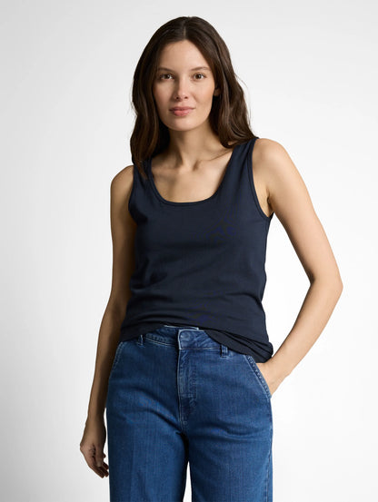 Tom Tailor Sky Captain Blue Women Slim-Fit Top with a Round Neckline SKU: 1050431_10668 Image 04