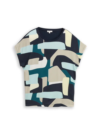 Tom Tailor Abstract Stripe Print Women T-Shirt in a Mix of Materials SKU: 1050445_39722 Image 06