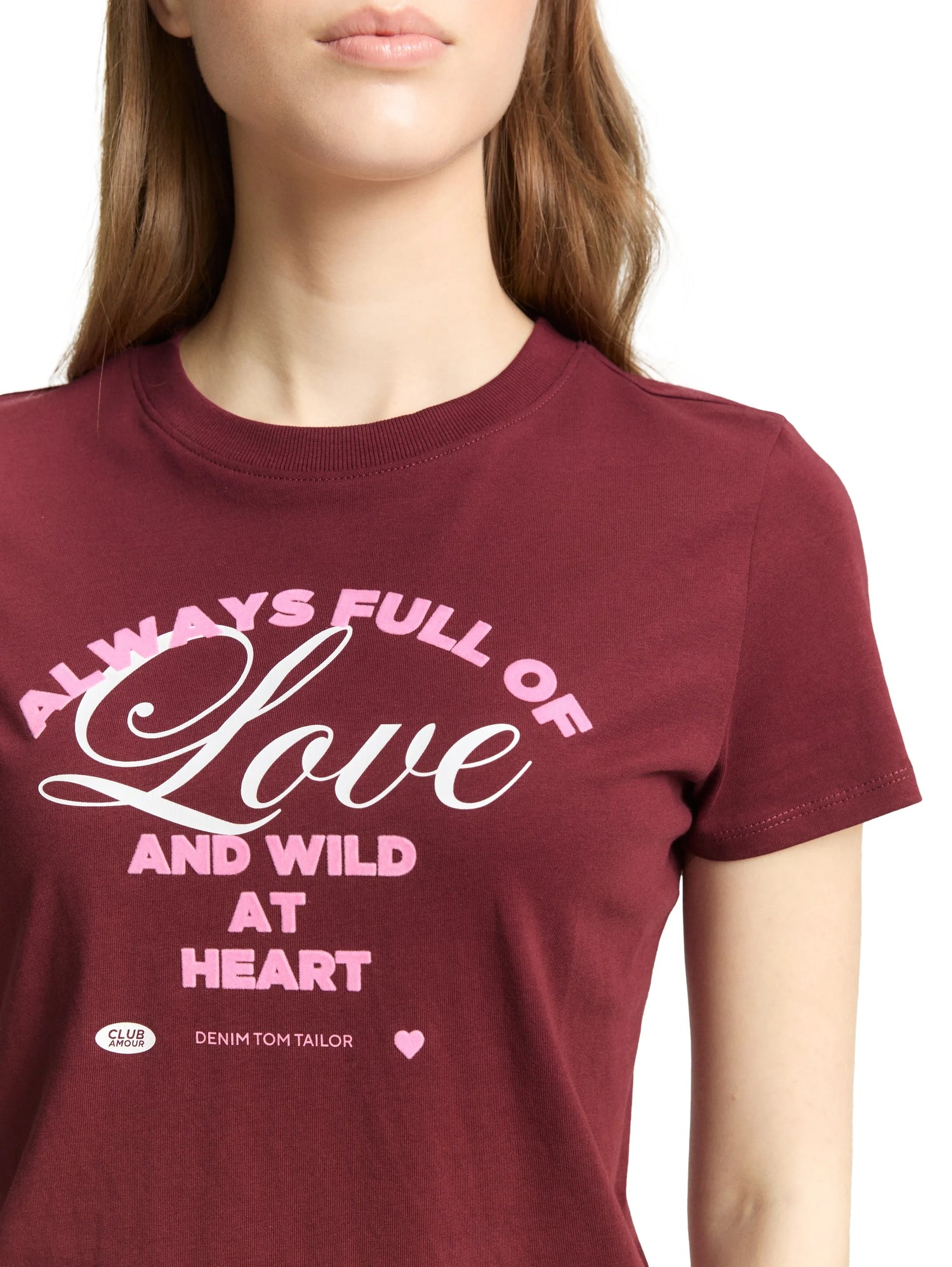 Denim Tom Tailor Tawny Port Red Women Cotton T-Shirt SKU: 1050484_10574 Image 04