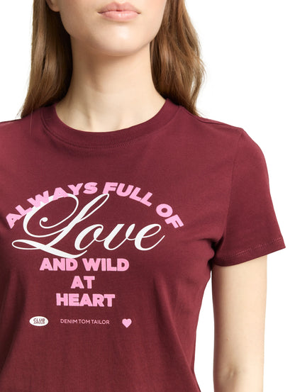 Denim Tom Tailor Tawny Port Red Women Cotton T-Shirt SKU: 1050484_10574 Image 04