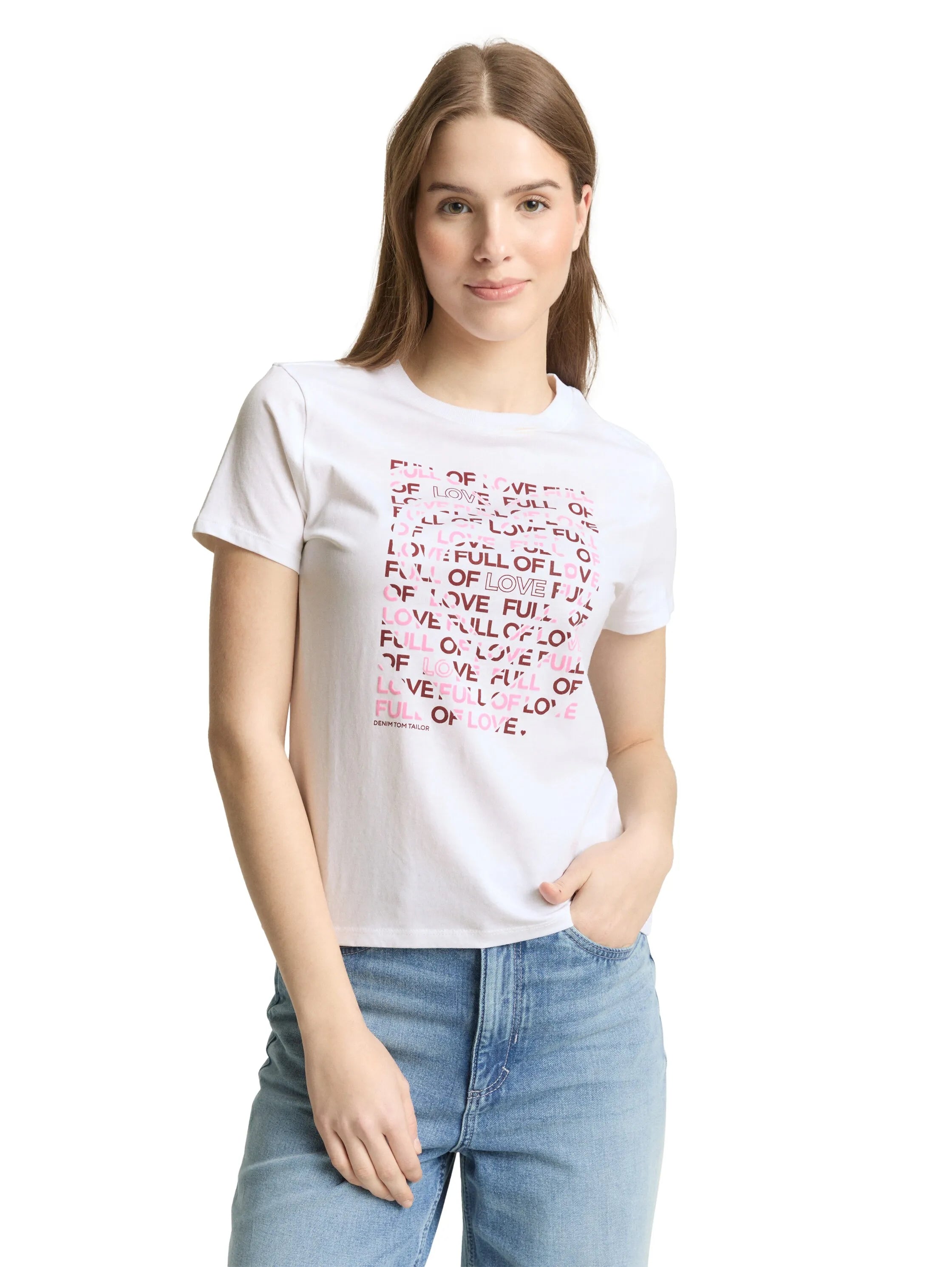 Denim Tom Tailor White Women Cotton T-Shirt SKU: 1050484_20000 Image 03