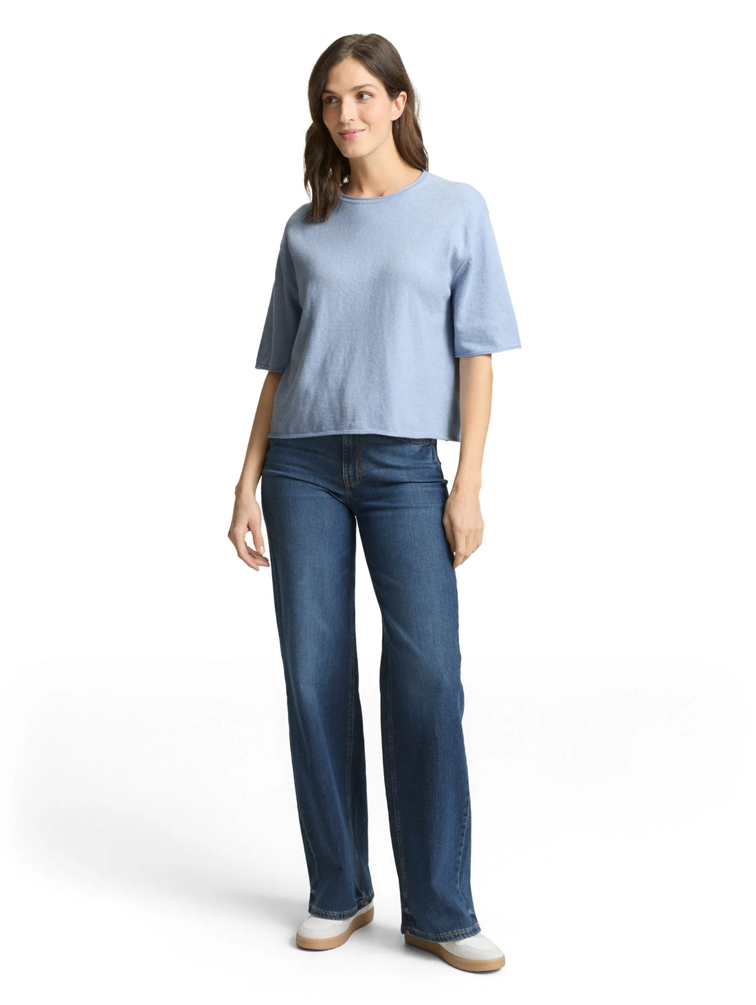 Tom Tailor Kentucky Blue Melange Women Loose Fit Knitted Jumper with Cashmere Blend SKU: 1050541_36520 Image 01