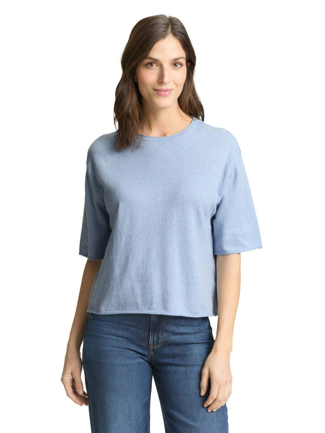 Tom Tailor Kentucky Blue Melange Women Loose Fit Knitted Jumper with Cashmere Blend SKU: 1050541_36520 Image 03