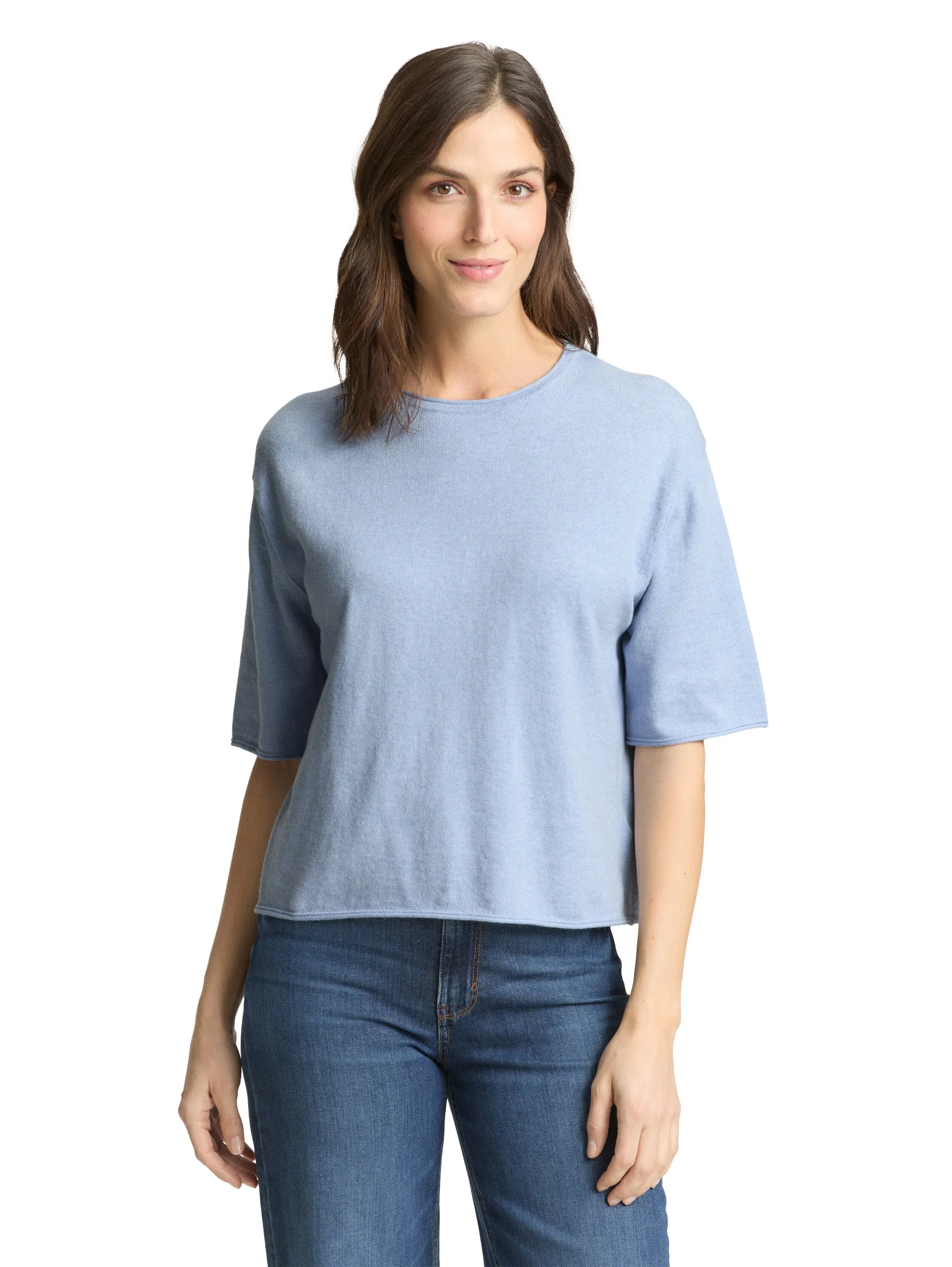 Tom Tailor Kentucky Blue Melange Women Loose Fit Knitted Jumper with Cashmere Blend SKU: 1050541_36520 Image 03