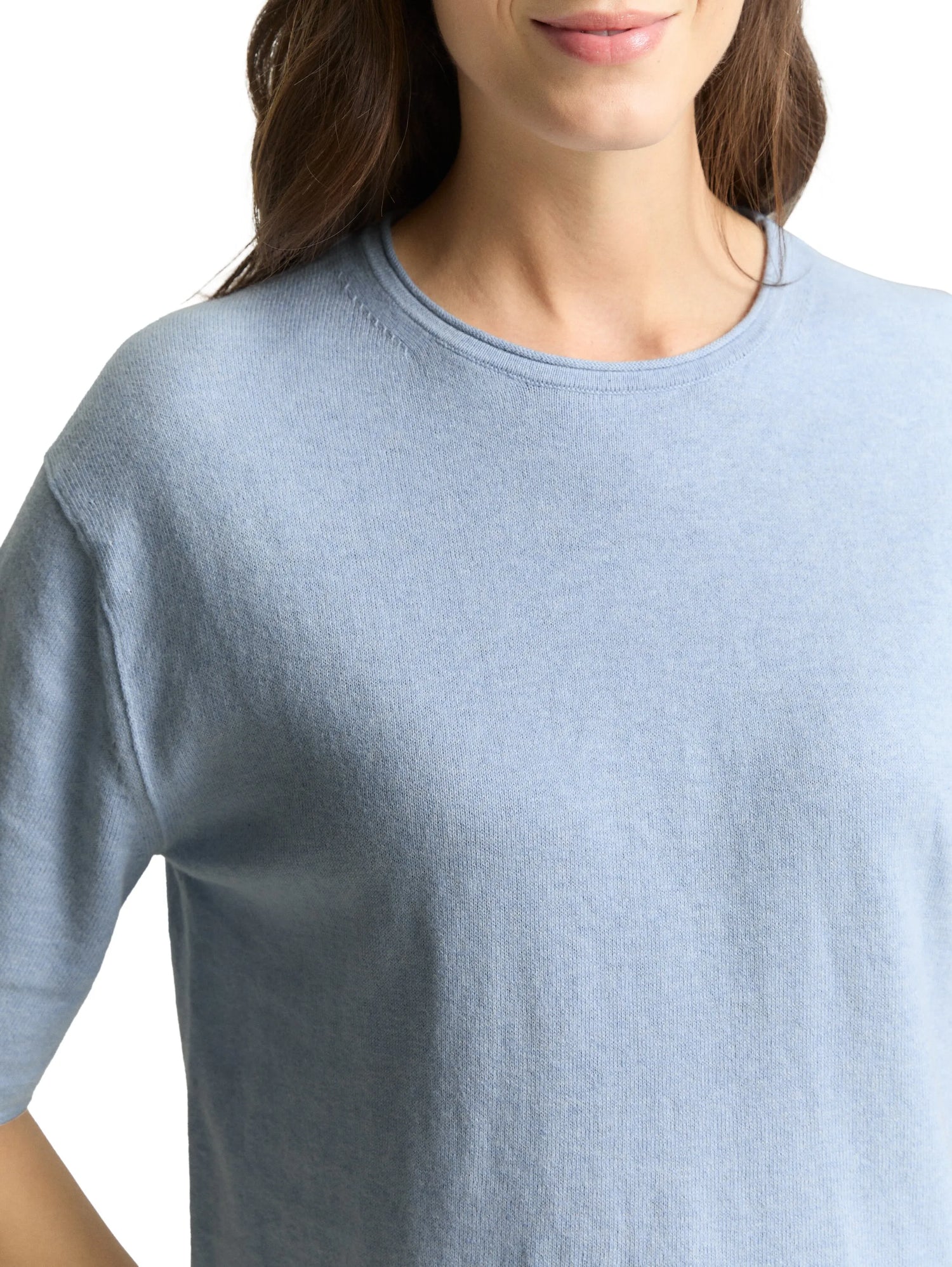 Tom Tailor Kentucky Blue Melange Women Loose Fit Knitted Jumper with Cashmere Blend SKU: 1050541_36520 Image 04