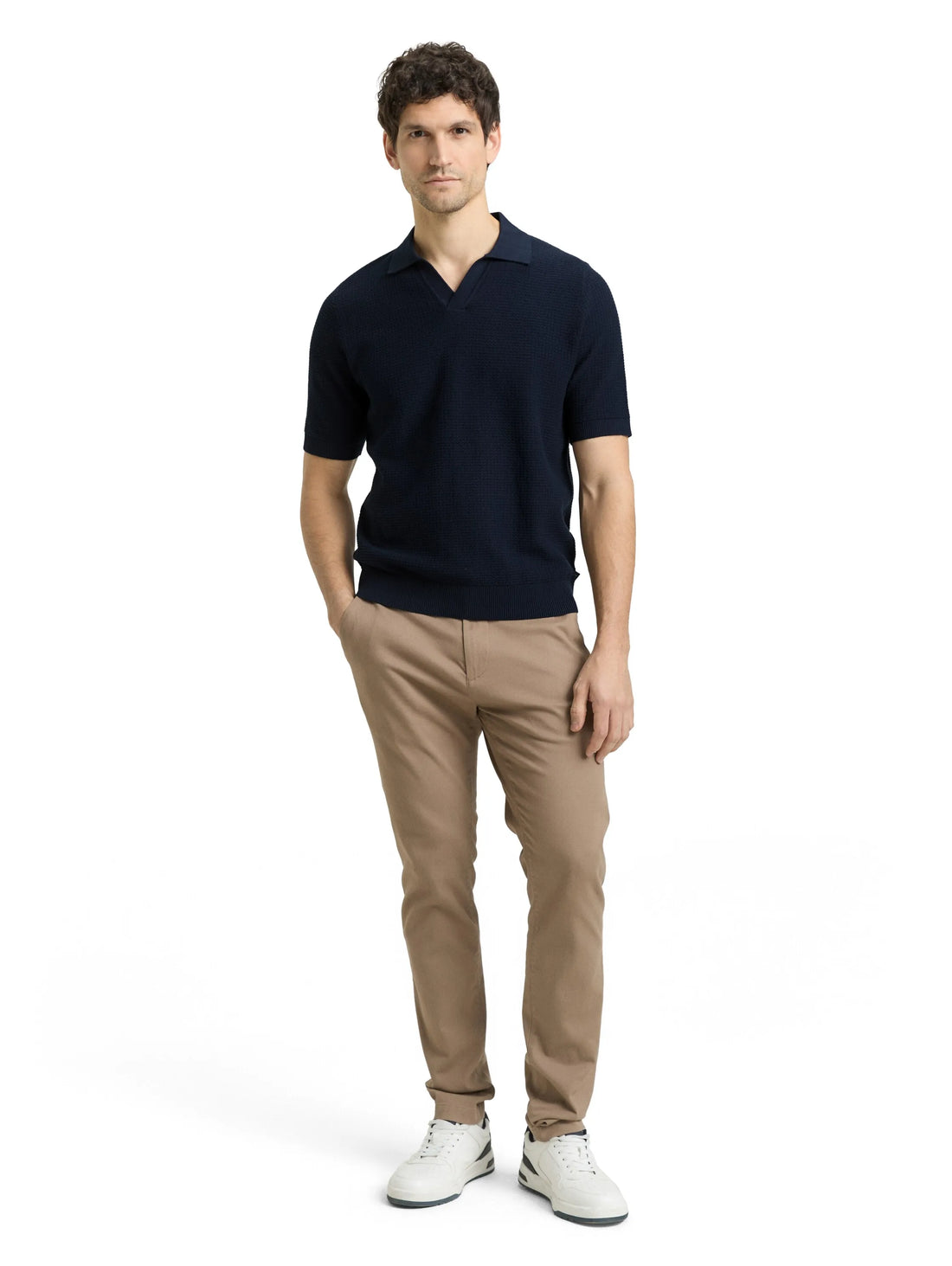 Tom Tailor Sky Captain Blue Men Knitted Jumper with Polo Collar SKU: 1050756_10668 Image 01
