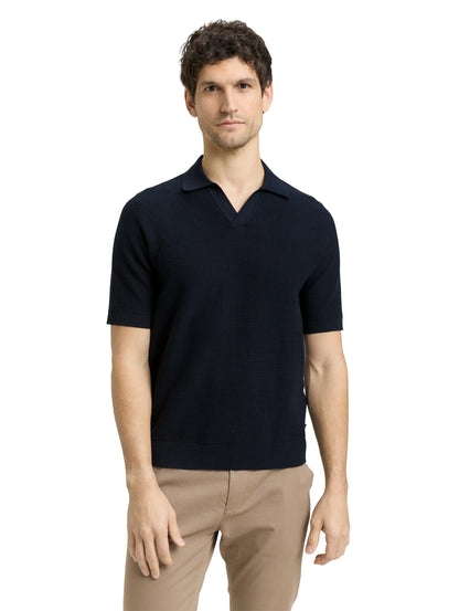 Tom Tailor Sky Captain Blue Men Knitted Jumper with Polo Collar SKU: 1050756_10668 Image 03