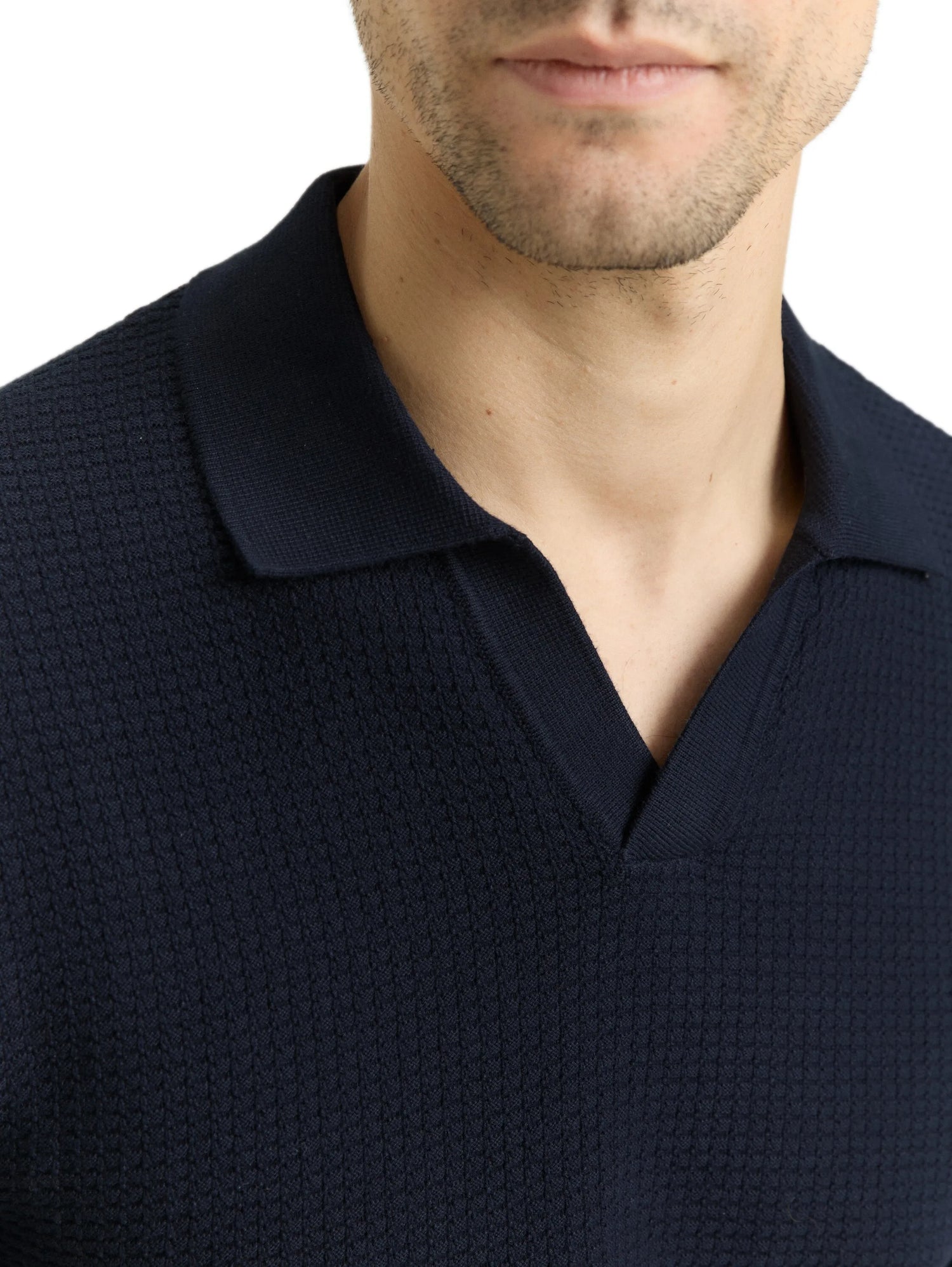 Tom Tailor Sky Captain Blue Men Knitted Jumper with Polo Collar SKU: 1050756_10668 Image 04