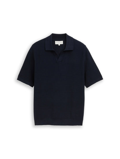 Tom Tailor Sky Captain Blue Men Knitted Jumper with Polo Collar SKU: 1050756_10668 Image 06