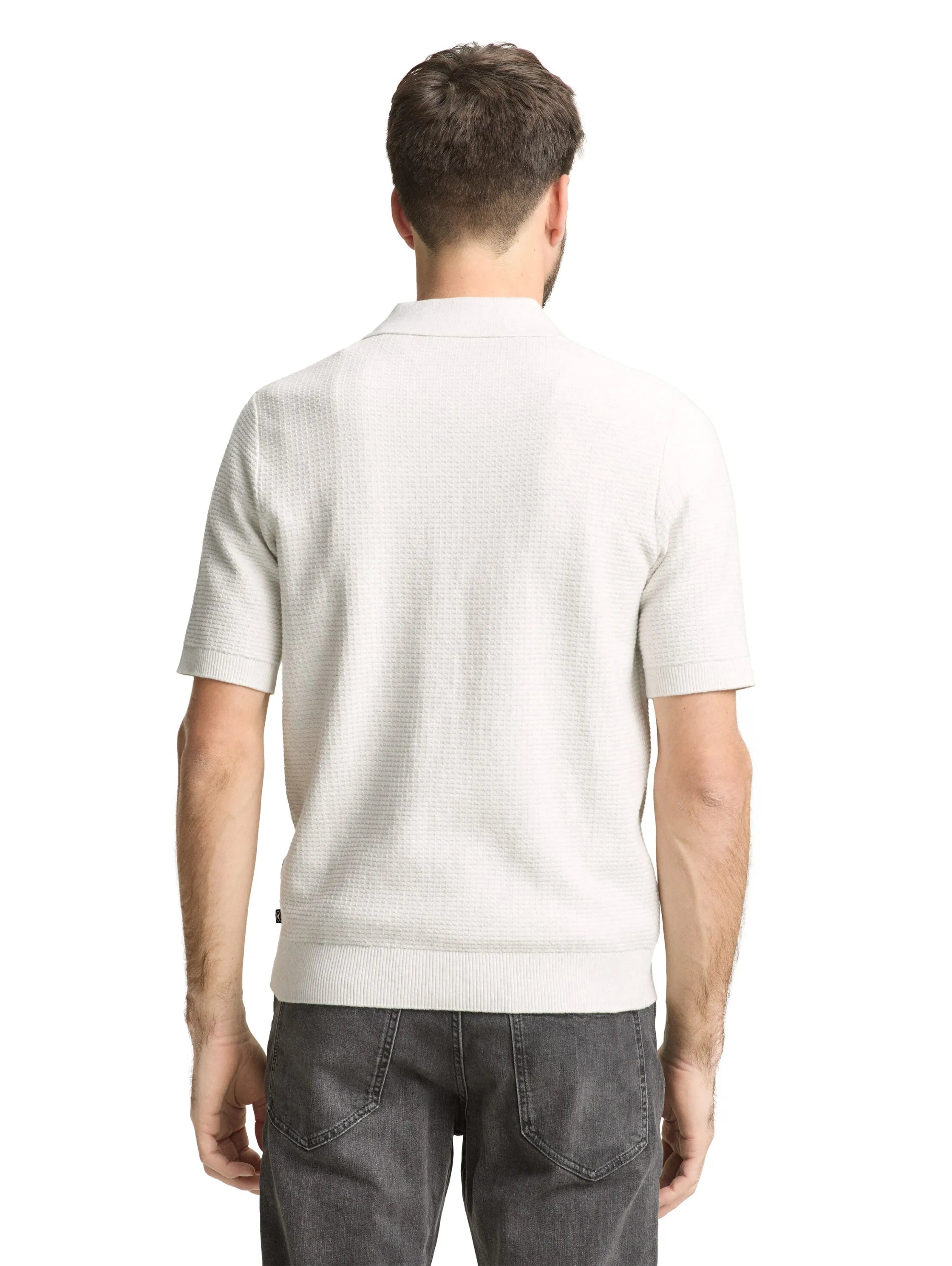 Tom Tailor Soft Vanilla Melange Men Knitted Jumper with Polo Collar SKU: 1050756_13174 Image 02