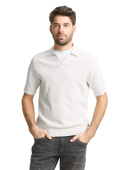 Tom Tailor Soft Vanilla Melange Men Knitted Jumper with Polo Collar SKU: 1050756_13174 Image 04
