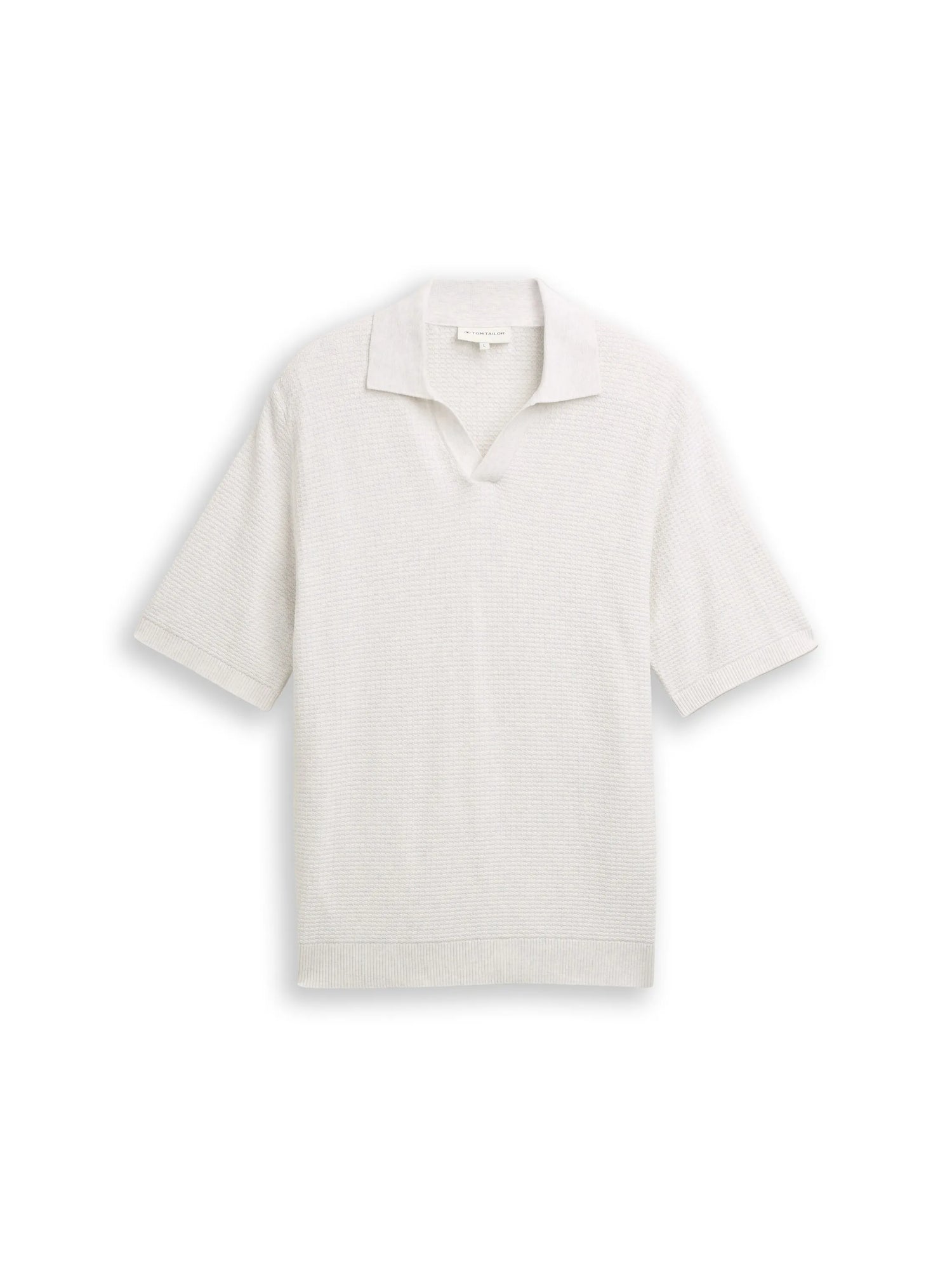 Tom Tailor Soft Vanilla Melange Men Knitted Jumper with Polo Collar SKU: 1050756_13174 Image 06