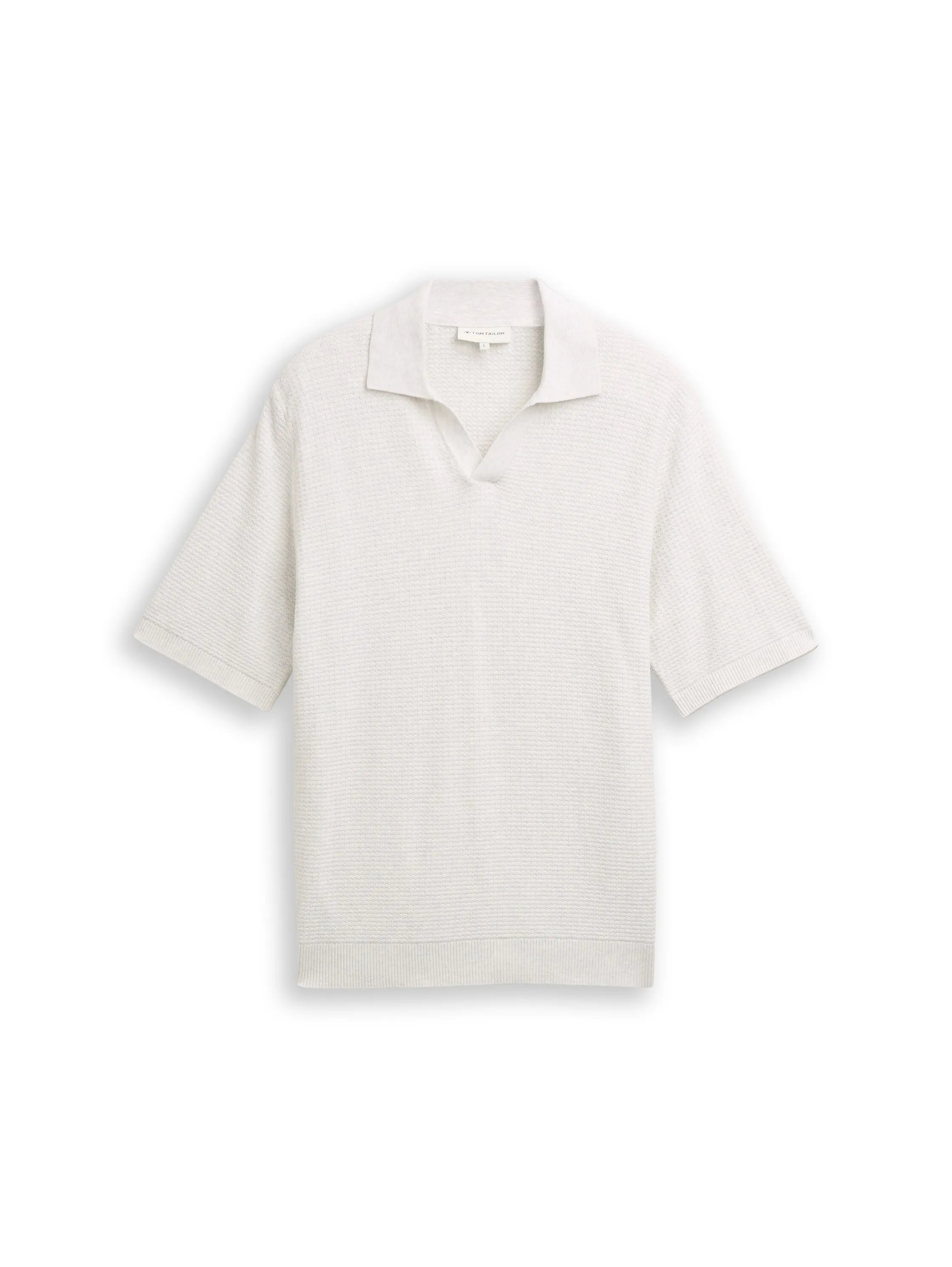 Tom Tailor Soft Vanilla Melange Men Knitted Jumper with Polo Collar SKU: 1050756_13174 Image 06
