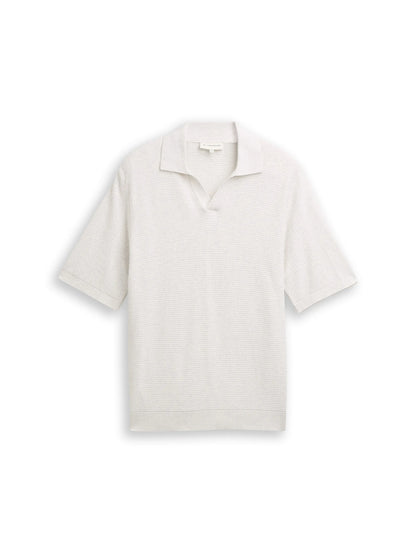 Tom Tailor Soft Vanilla Melange Men Knitted Jumper with Polo Collar SKU: 1050756_13174 Image 06