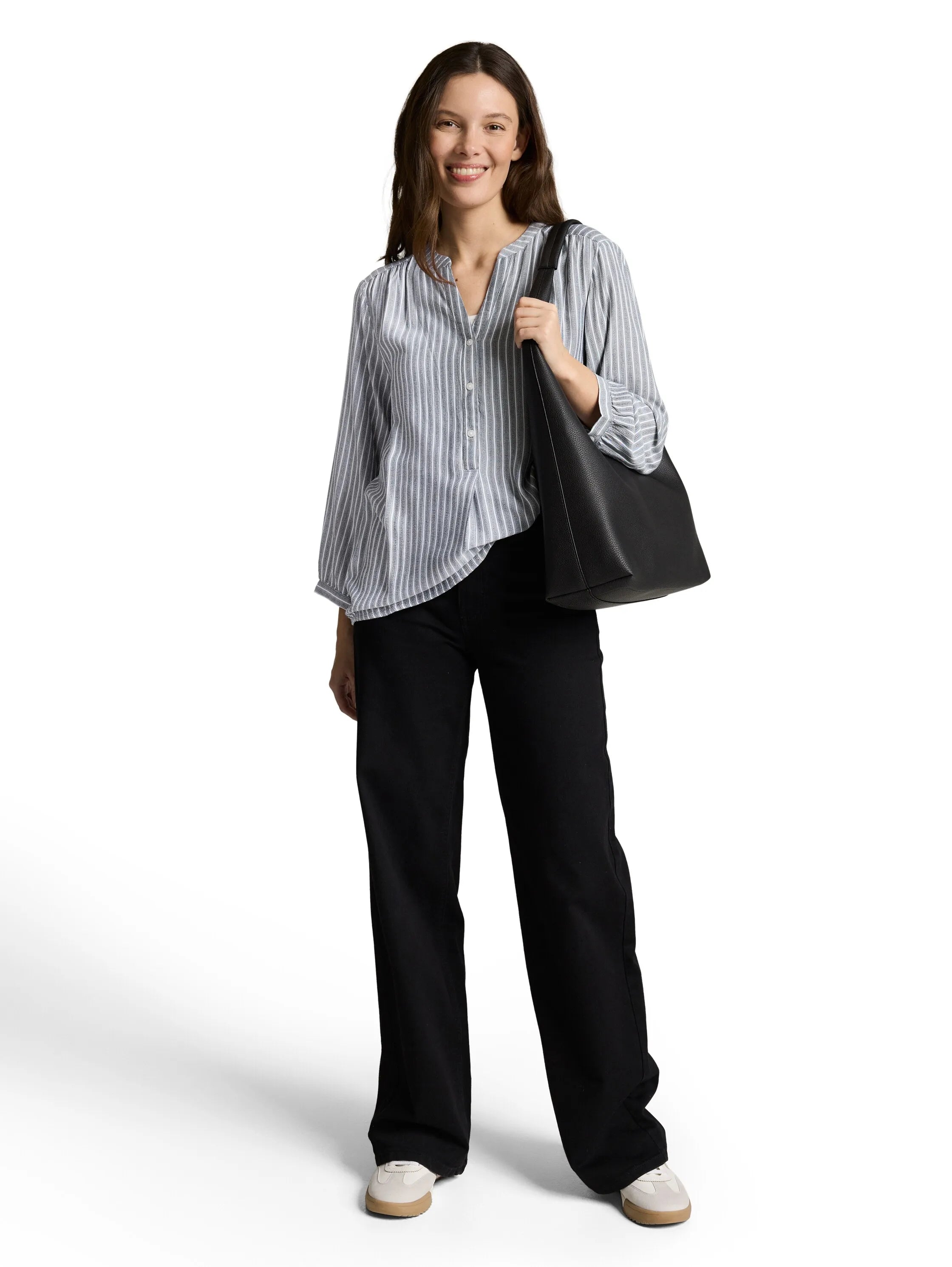 Tom Tailor Navy White Stripe Women Striped Blouse SKU: 1050771_40076 Image 01