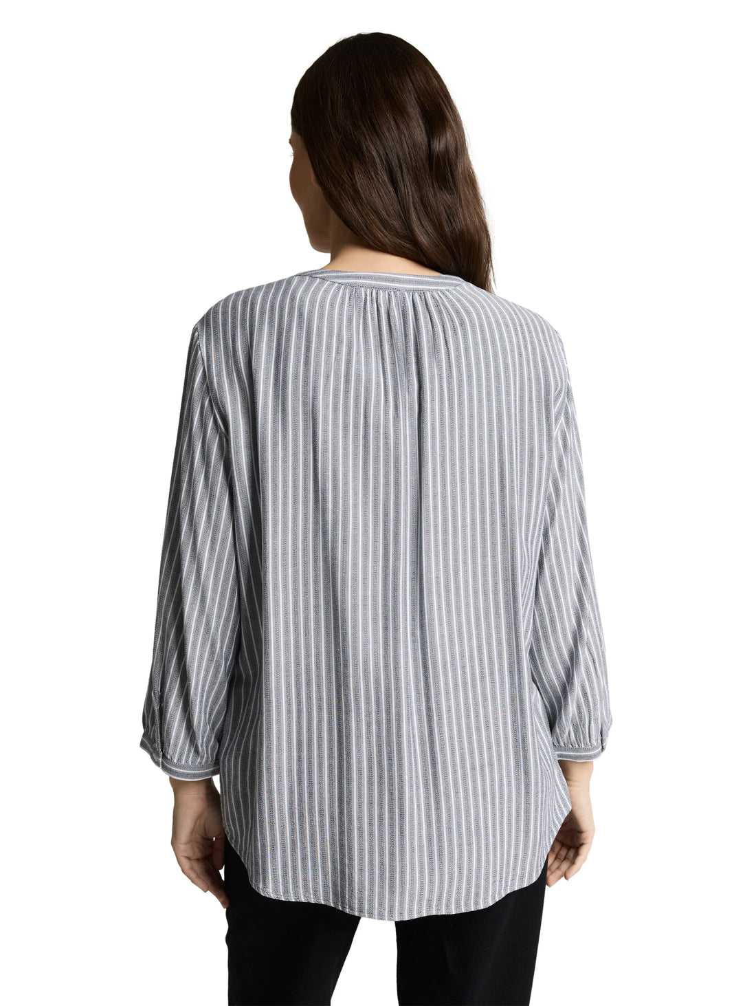Tom Tailor Navy White Stripe Women Striped Blouse SKU: 1050771_40076 Image 02