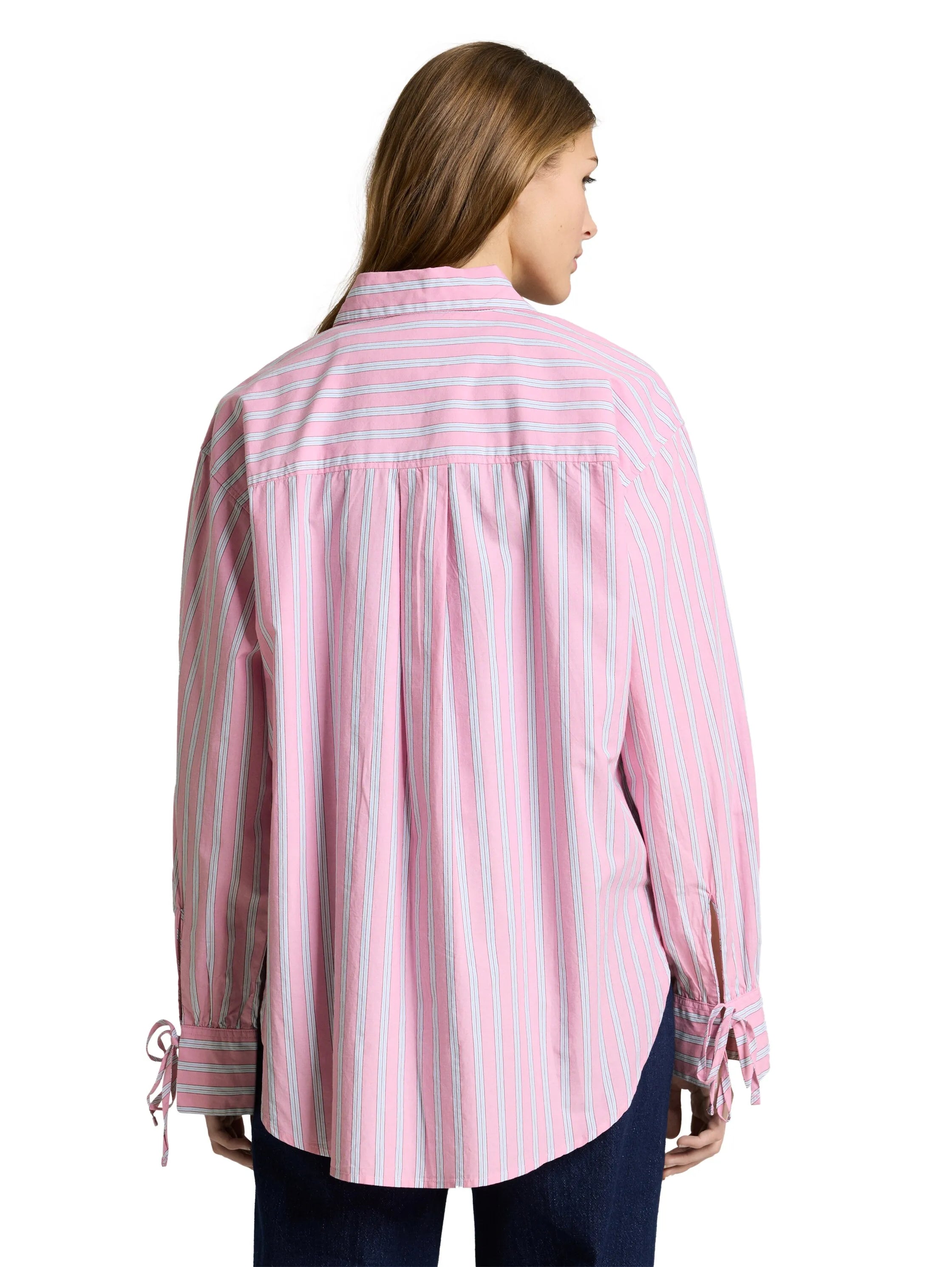 Denim Tom Tailor Pink Blue White Stripe Women Oversized Shirt Blouse with Striped Pattern SKU: 1050819_39471 Image 02