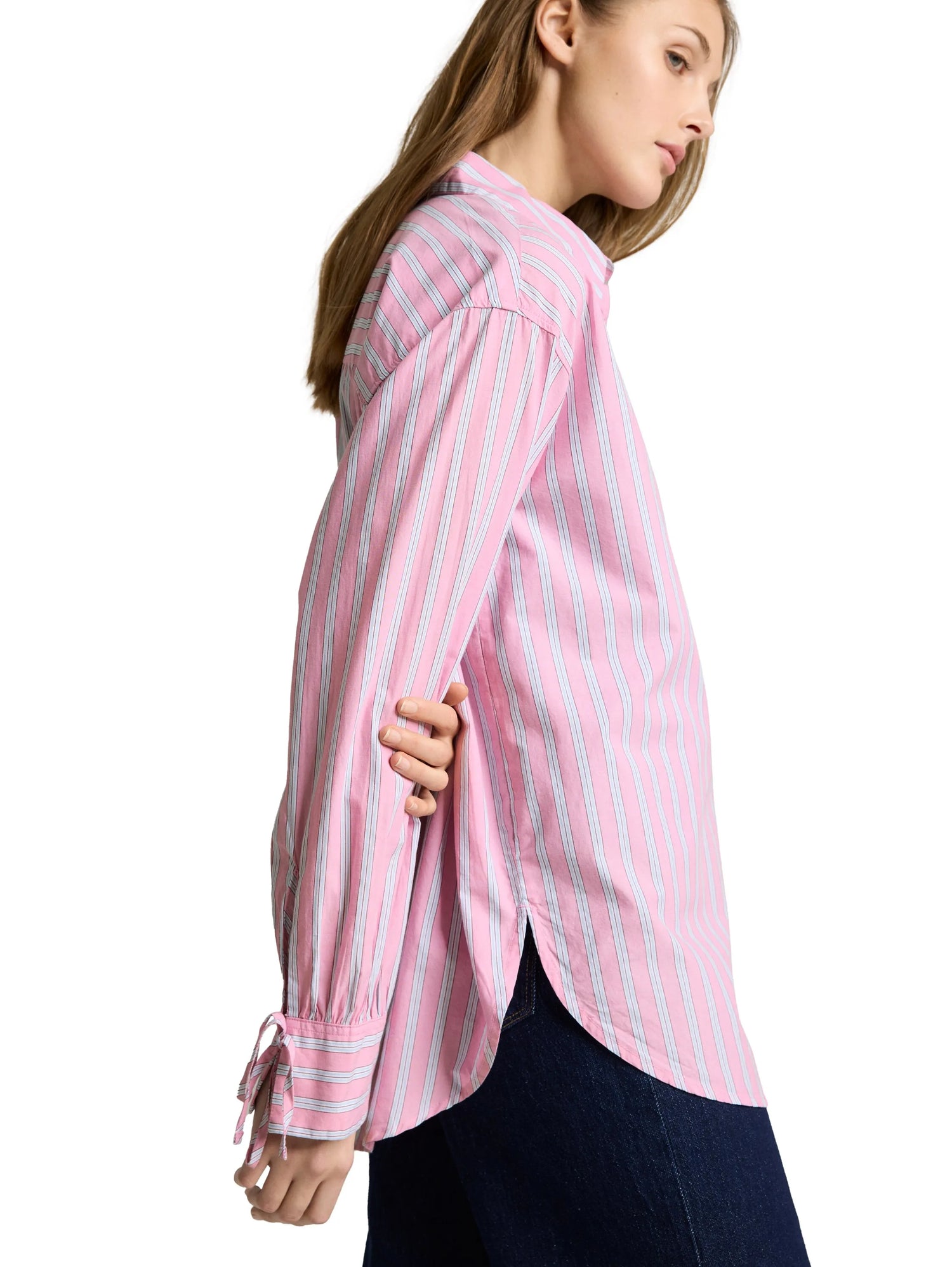 Denim Tom Tailor Pink Blue White Stripe Women Oversized Shirt Blouse with Striped Pattern SKU: 1050819_39471 Image 04