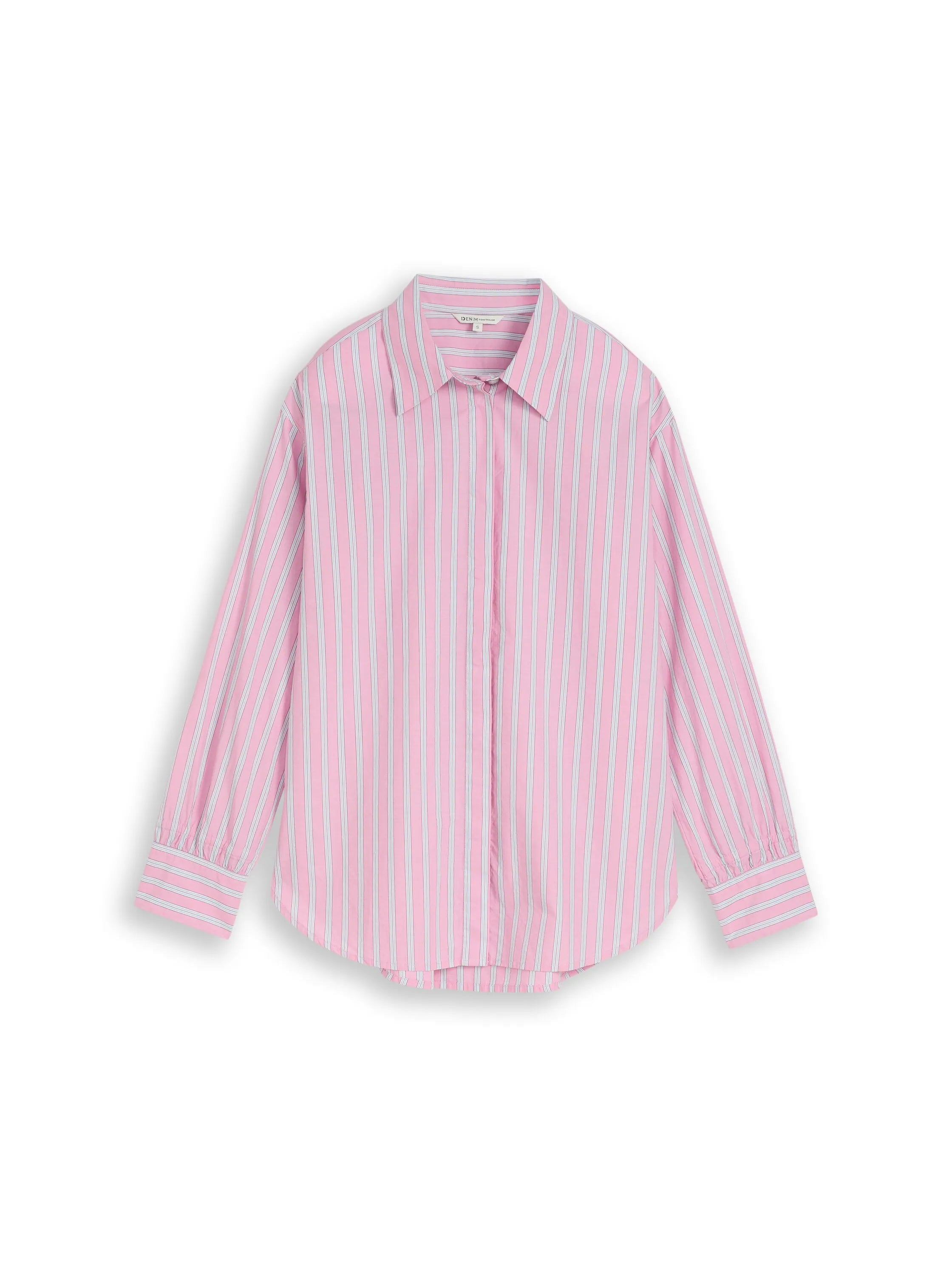 Denim Tom Tailor Pink Blue White Stripe Women Oversized Shirt Blouse with Striped Pattern SKU: 1050819_39471 Image 06