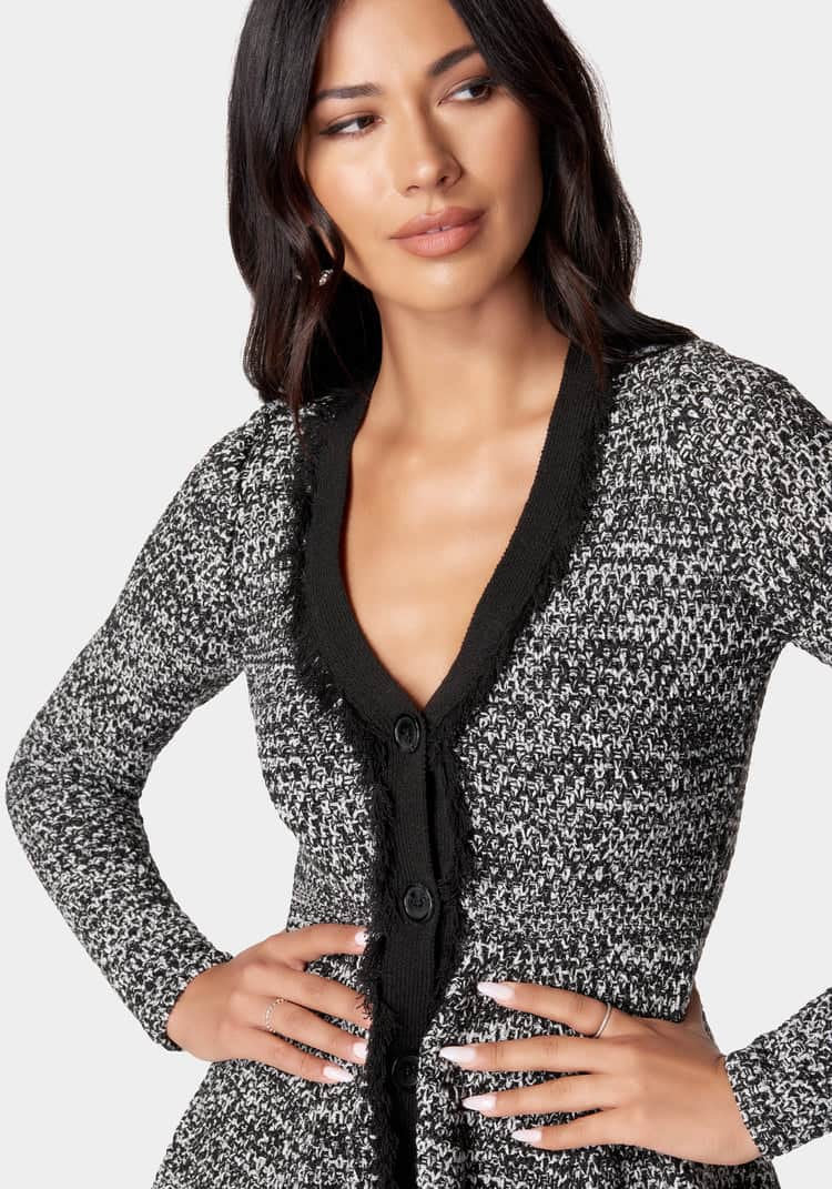 Tweed Peplum Sweater Cardigan_107879_Black-White Alyssum_04