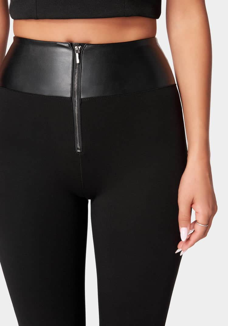 High Waisted Vegan Leather Waist Band Pdr Legging_107880_BLACK_04