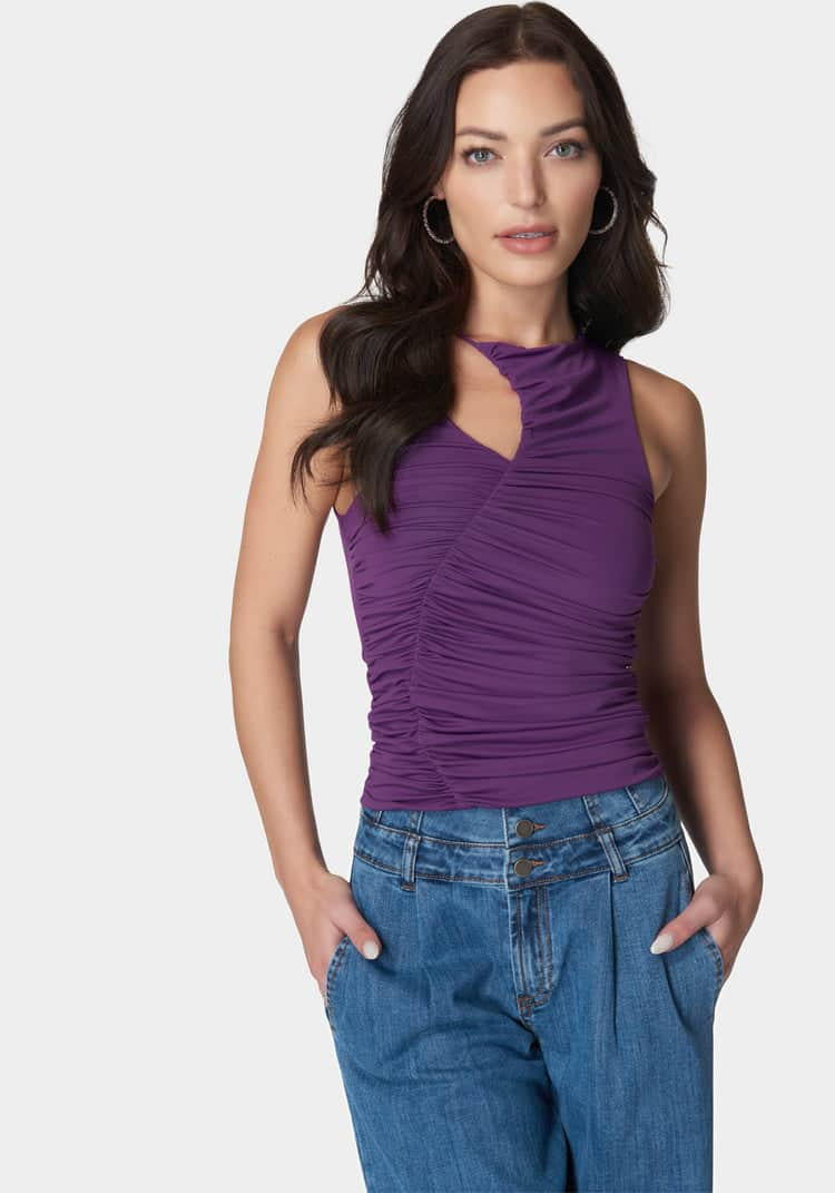 Slit Front Ruched Top_107883_IMPERIAL PURPLE_01