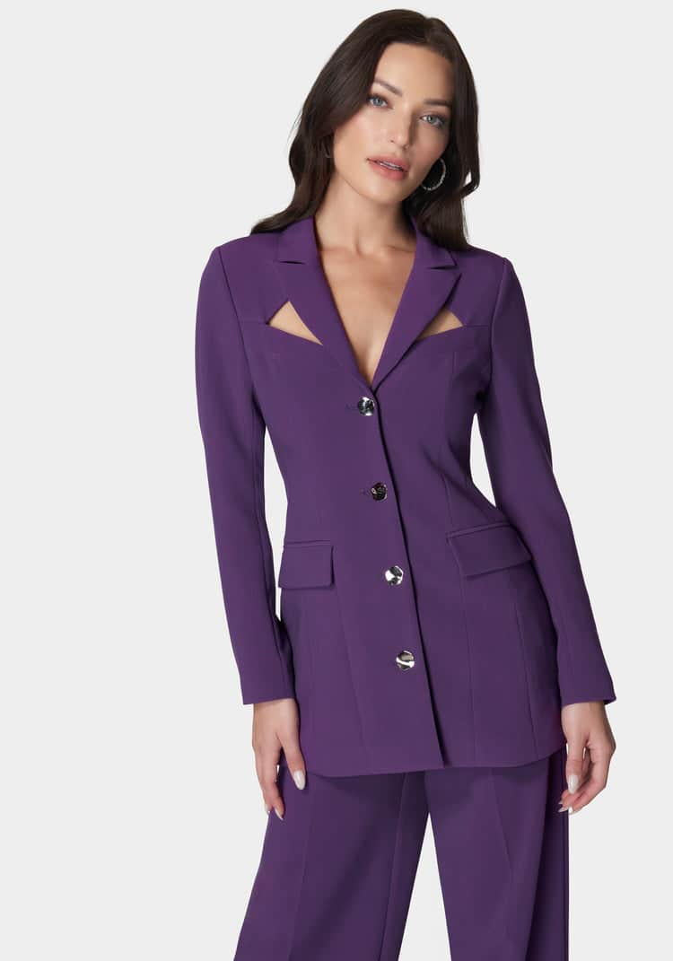 Woven Twill Cut Out Tailored Jacket_107891_IMPERIAL PURPLE_01