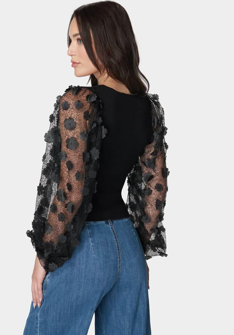 Embroidered Sleeves Square Neck Sweater_107904_BLACK_03