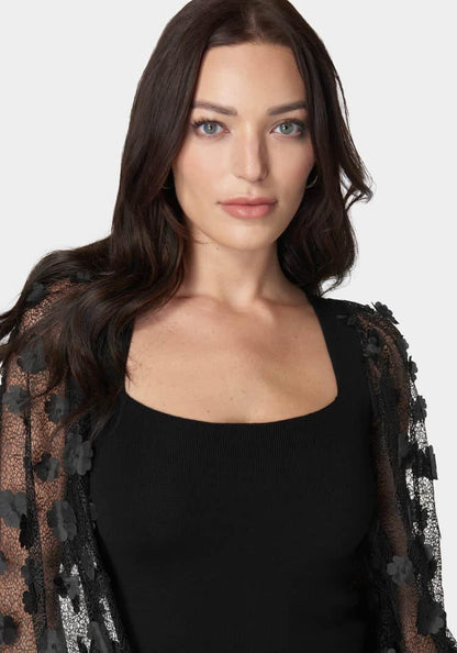 Embroidered Sleeves Square Neck Sweater_107904_BLACK_04