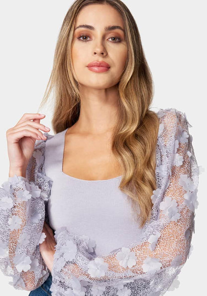 Embroidered Sleeves Square Neck Sweater_107904_LAVENDER FOG_04