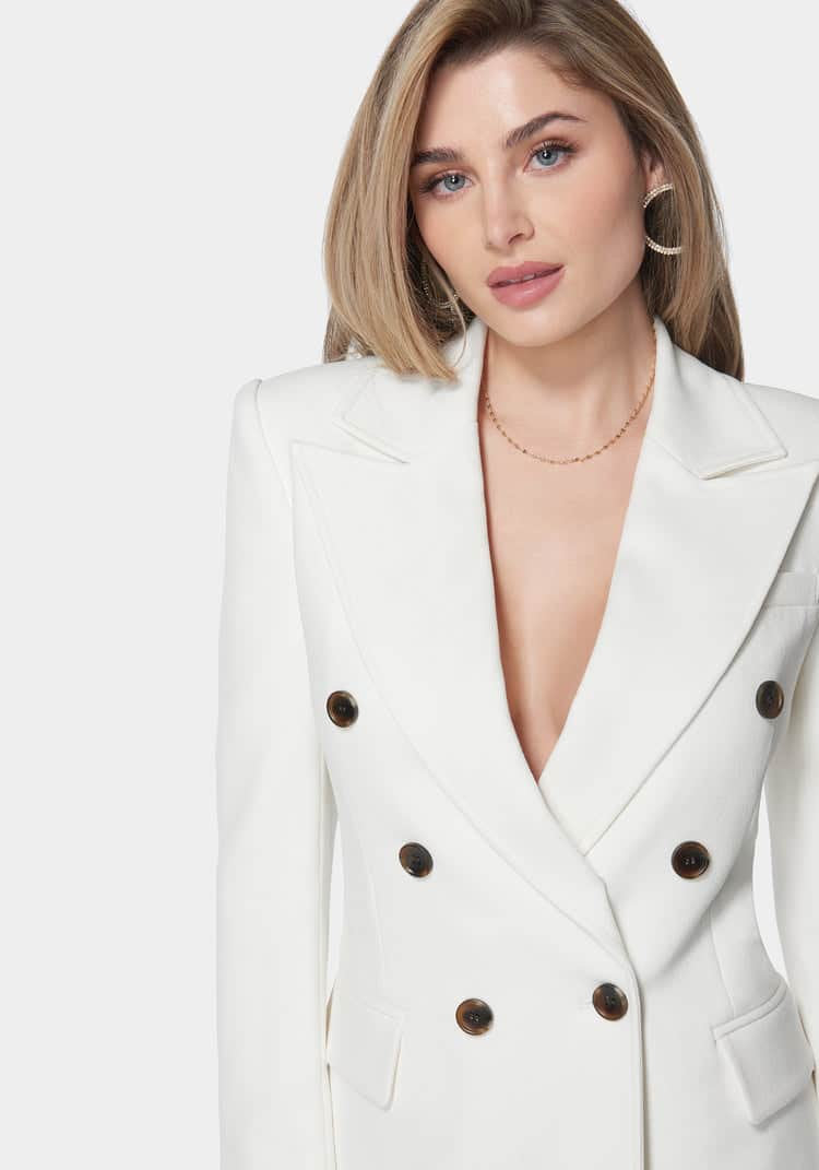 Double Breast Tailored Shoulder Jacket_107942_White Alyssum_04